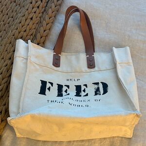 FEED Canvas Tote Bag with Leather Handles